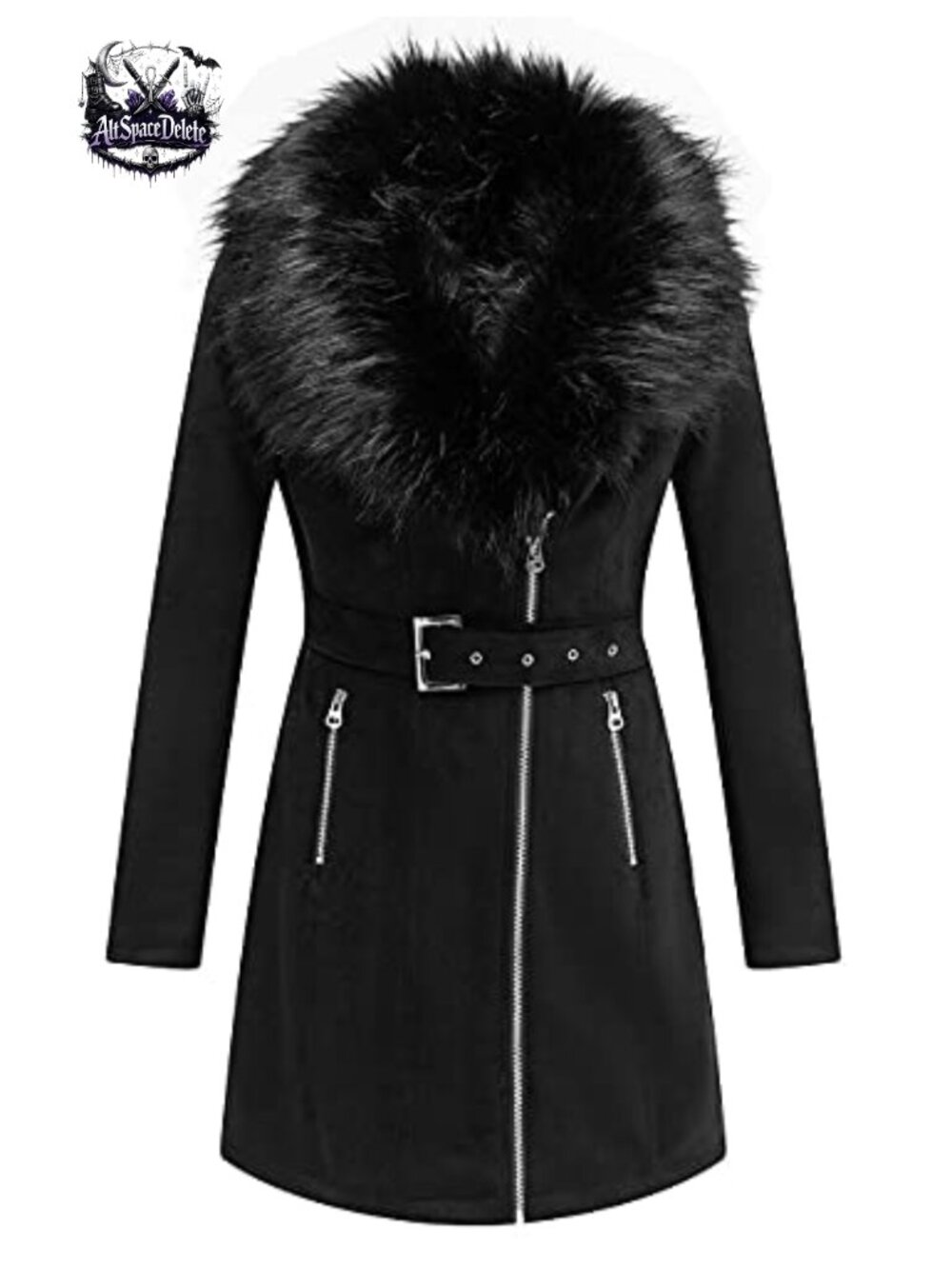 Womens Faux Suede Leather Fleece Lined Trench Coat